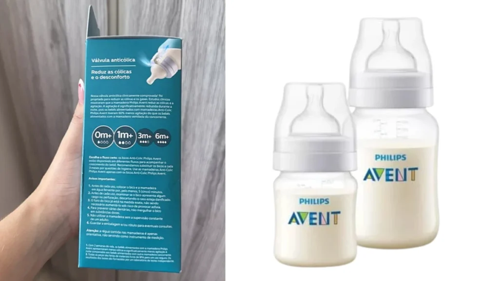 mamadeira avent anti colic e boa especificacoes