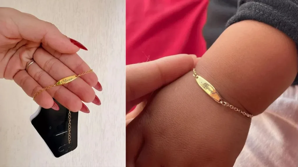 pulseira infantil banhada a ouro detalhes